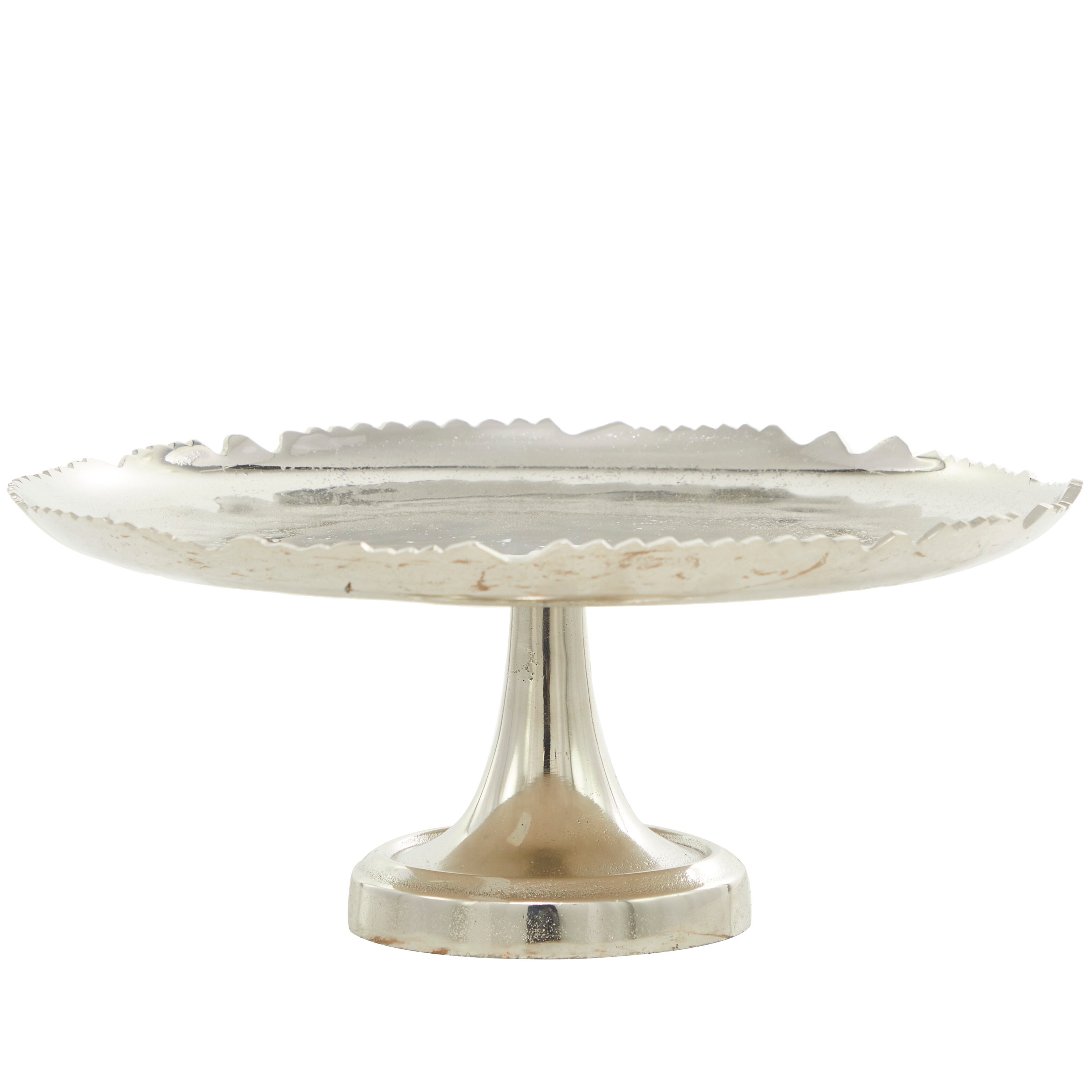 CosmoLiving by Cosmopolitan Gold Aluminum Cake Stand with Pedestal Base 13.25W x 13.50L x 5.75H Silver Medium