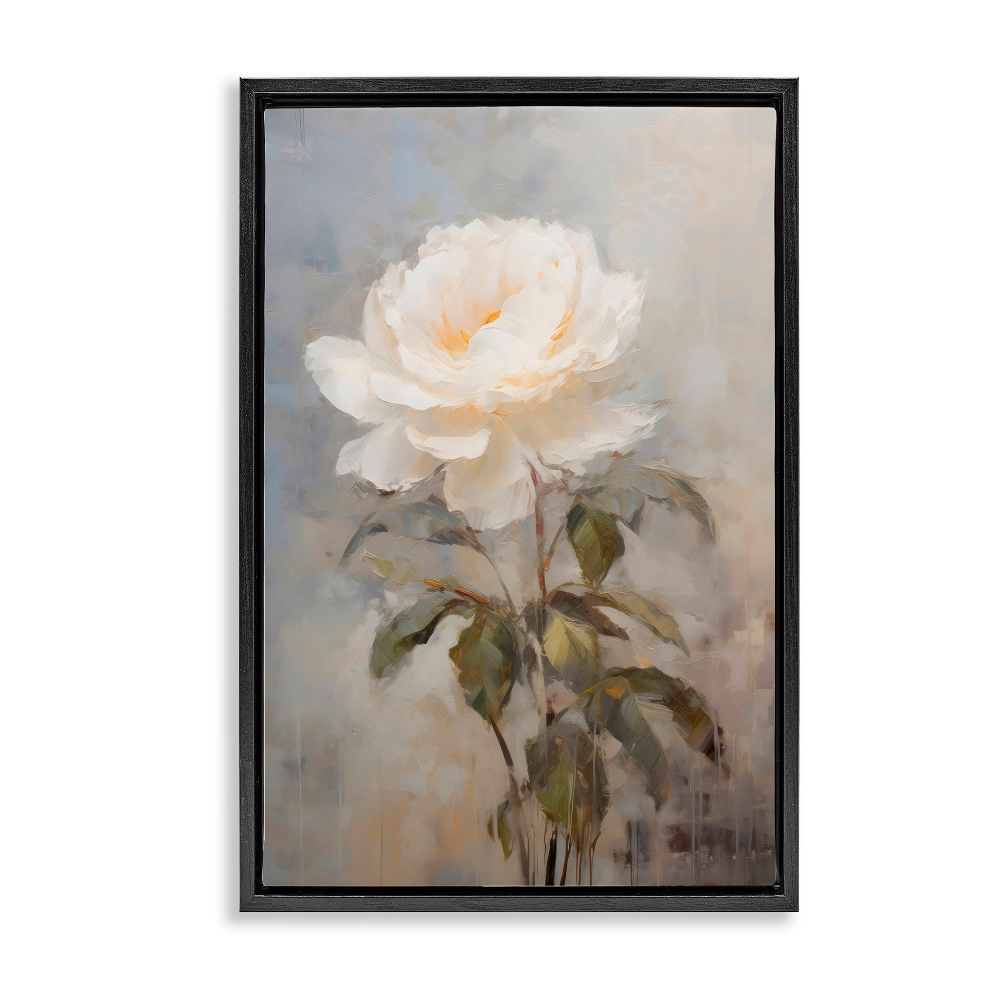 Stupell White Rose Close Up Framed Floater Canvas Wall Art Design By Creative Studio