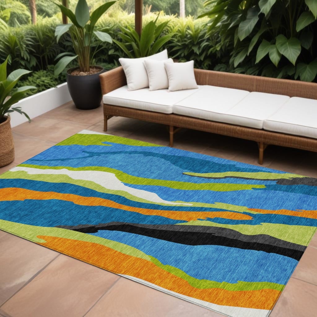 HomeRoots Abstract Transitional Rectangle Outdoor Rug