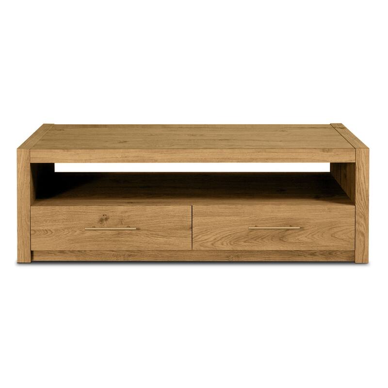 Edgemod Dakota Weathered Oak Coffee Table With 2 Drawers - Oak - Wood