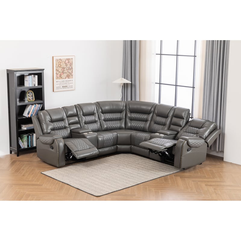 Kamiri 5 - Piece Faux Leather Reclining Two-Tone Sectional