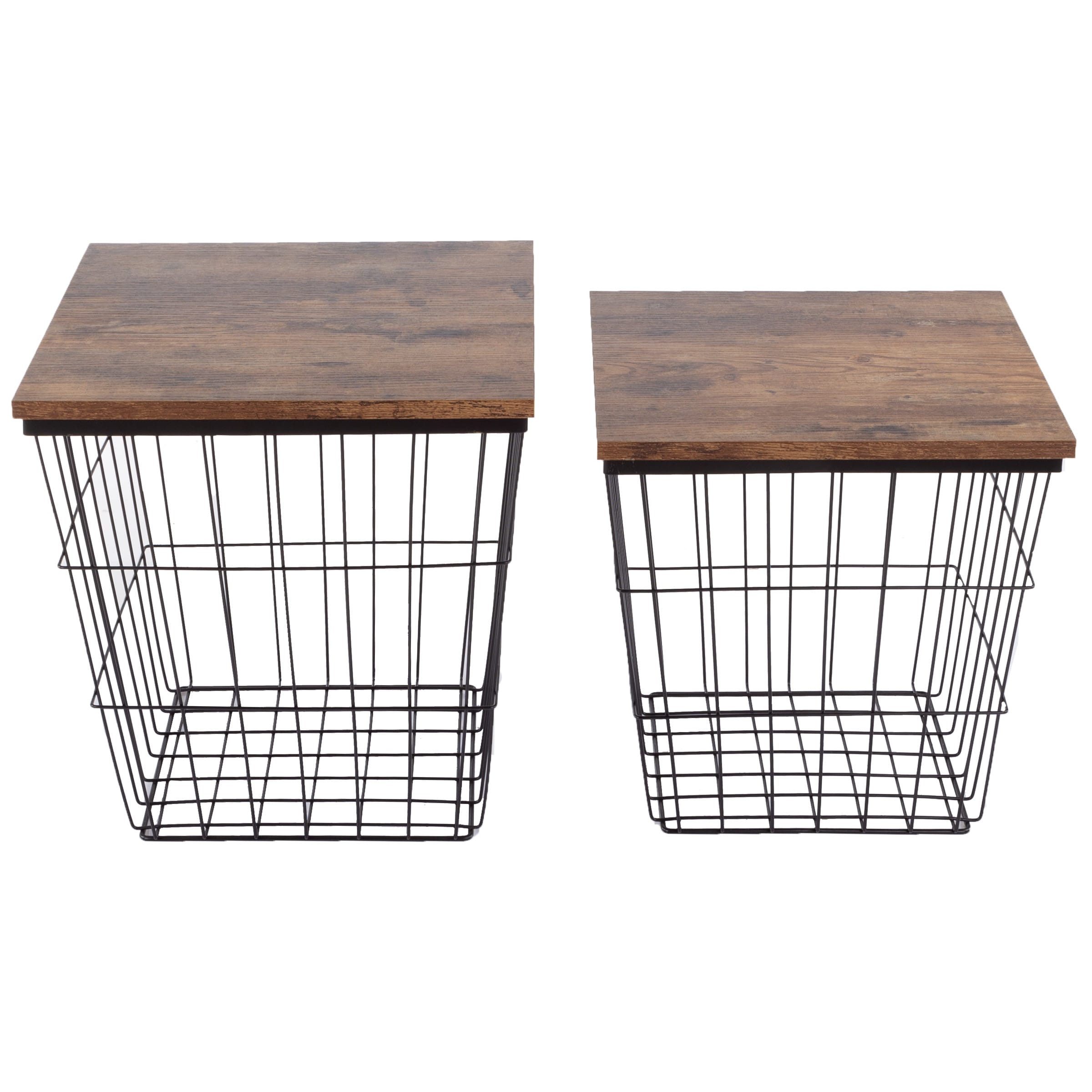 Lavish Home End Table Wire Basket Nesting Tables, Set of 2 - - 35935033