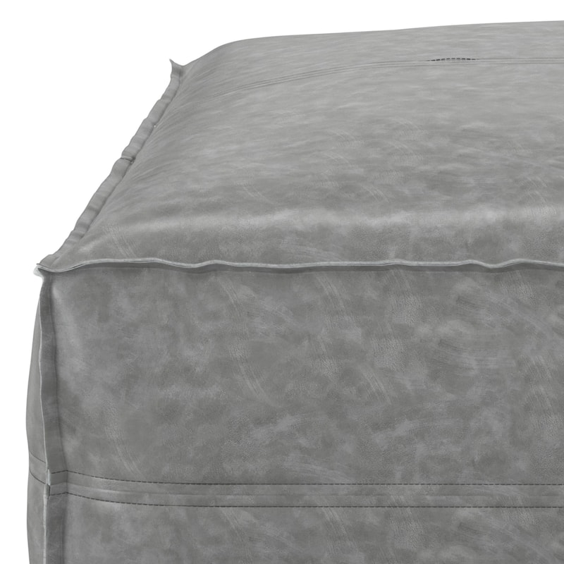 WYNDENHALL Wendal Boho Square Pouf in Faux Leather