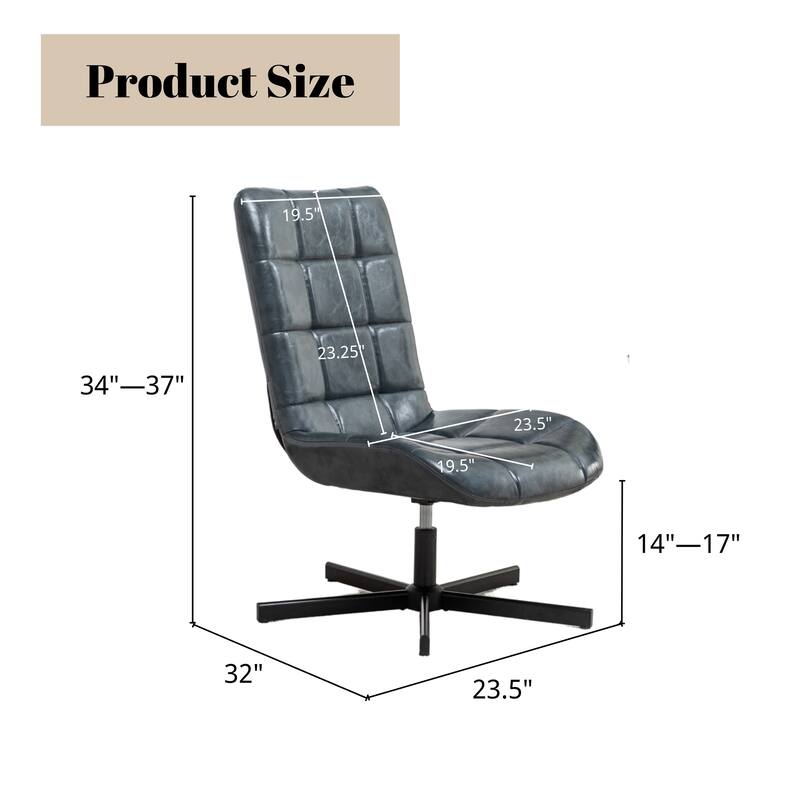 Faux Leather Tufted Swivel Accent Chair, Adjustable Height