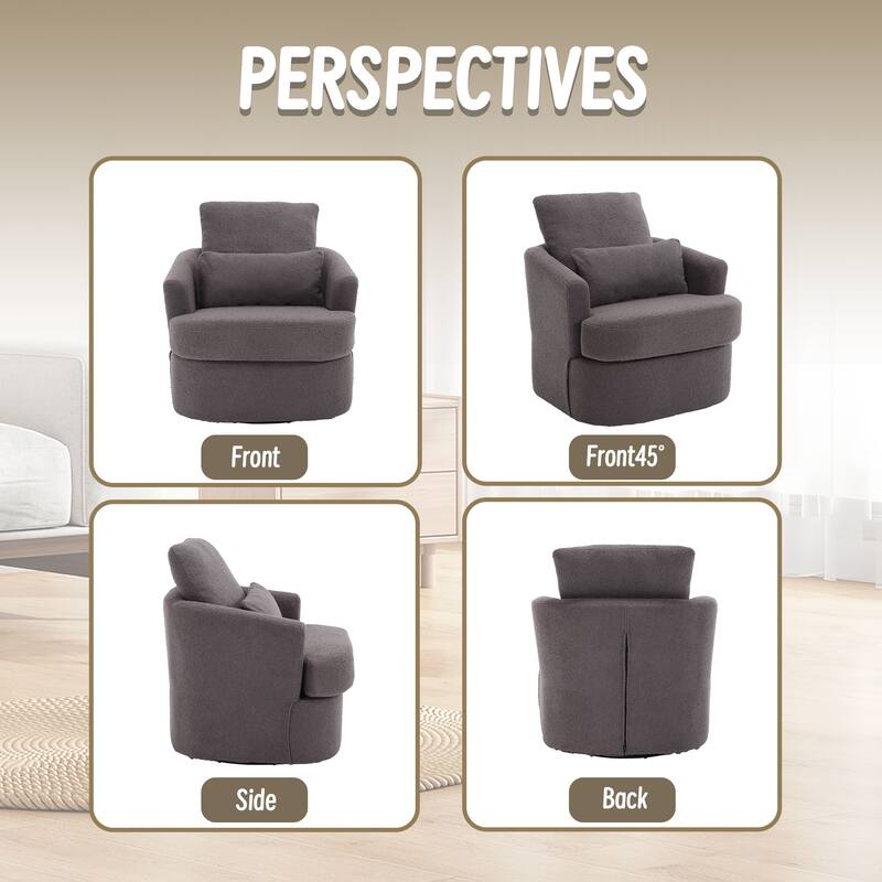 32.68" Swivel Barrel Chair with Metal Base