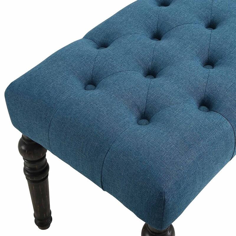 48"x16"x19.5" Contemporary Fabric Tufted Turned Leg Dining Bench - 48x16x19.5inch