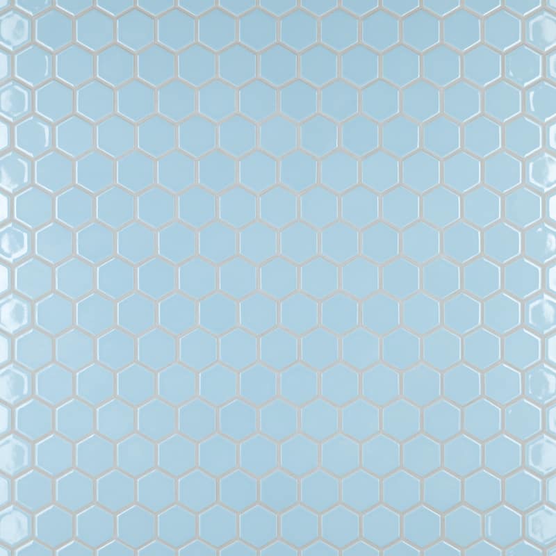 Merola Tile Hudson Due 2" Hex Cashmere Blue 12-1/2" x 11-1/4" Porcelain Floor and Wall Mosaic Tile