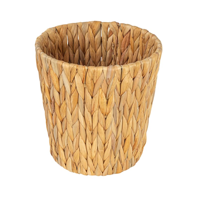 Household Essentials Handwoven Water Hyacinth Waste Basket with Plastic Liner