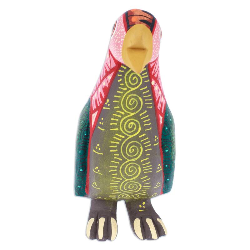 Novica Handmade Green Antarctica Wood Alebrije Sculpture