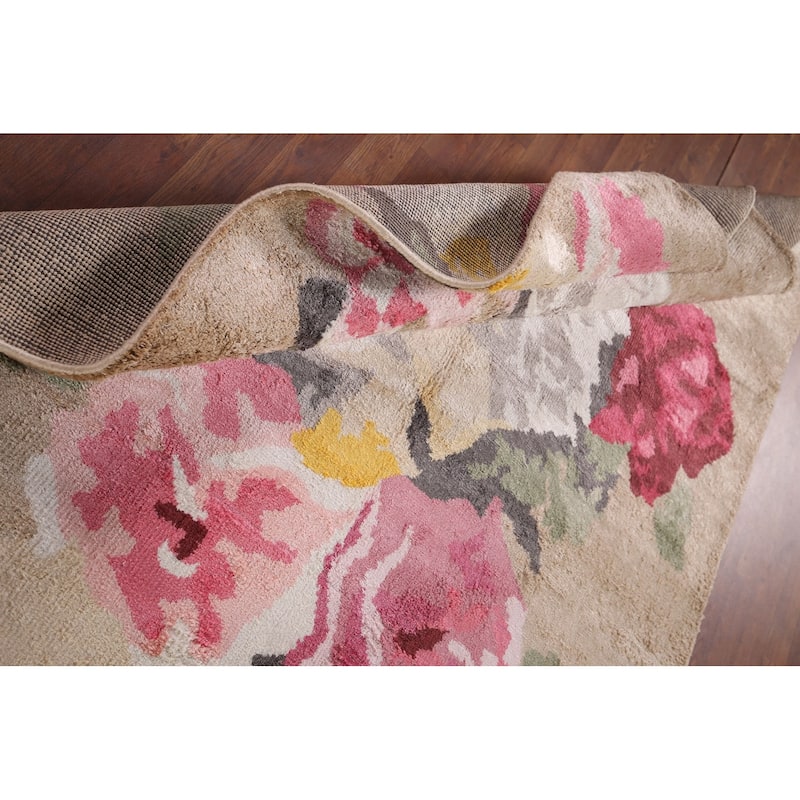 Handmade Abstract Indian Area Rug Oriental Wool & Silk Carpet - 5'4"x 8'3"