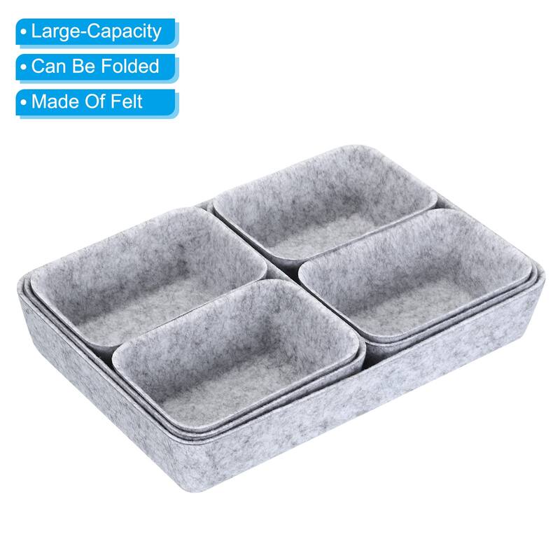 Felt Drawer Organizer, 7 Pack Desk Drawers Organizers Tray, Light Gray - Light Gray