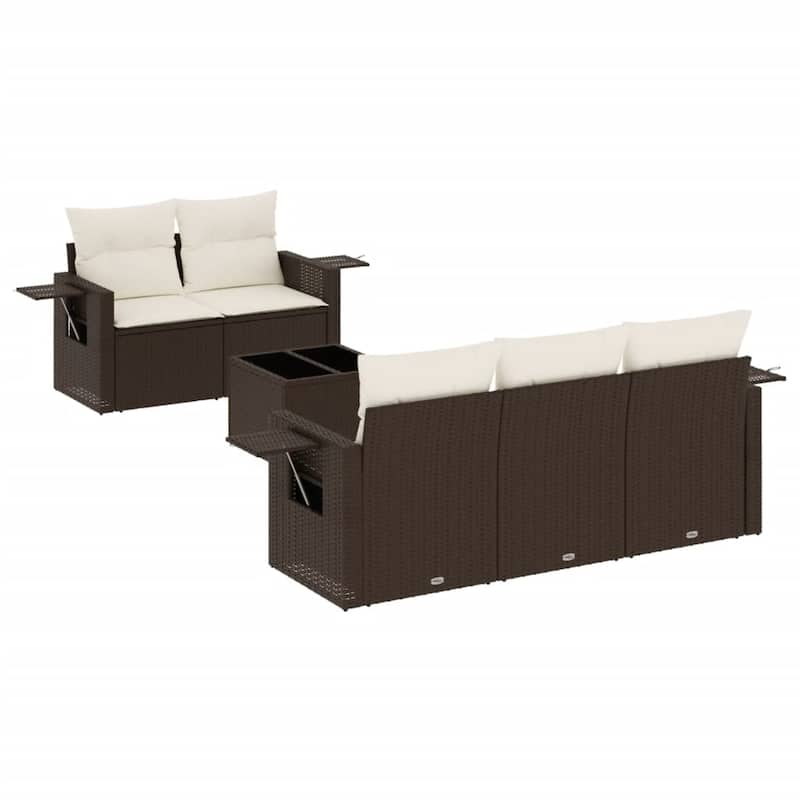 vidaXL Patio Sofa Set with Cushions Outdoor Furniture 6 Piece Poly Rattan