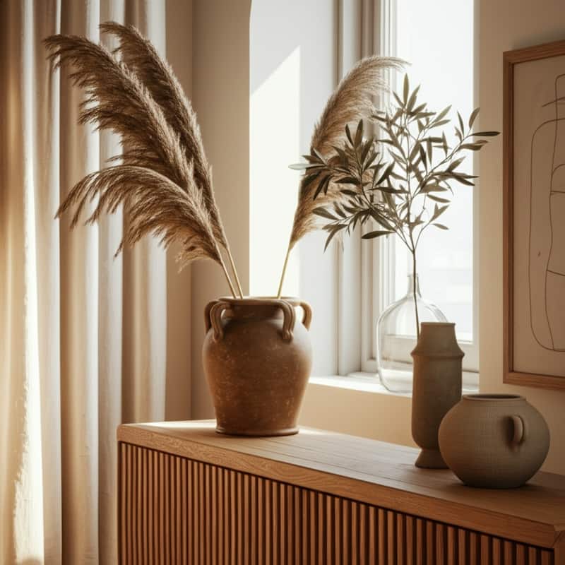 Terracotta Table Vase with Weathered Finish and Handles for Home Decor - Brown - 9" x 8.5" x 9.75"