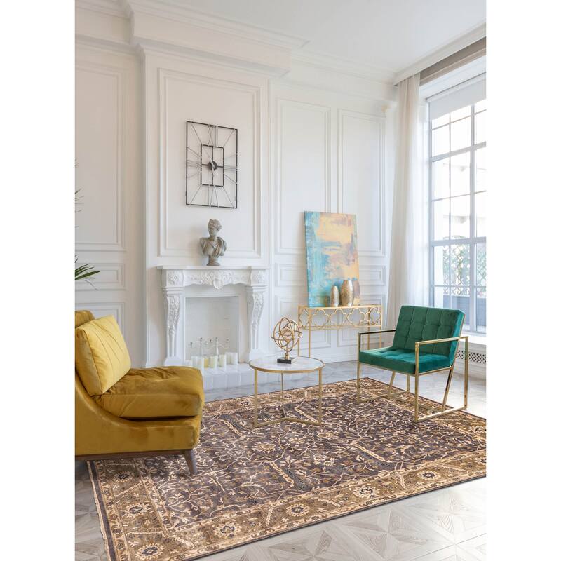 ECARPETGALLERY Hand-knotted Jules Serapi Dark Grey Wool Rug - 9'1 x 11'11