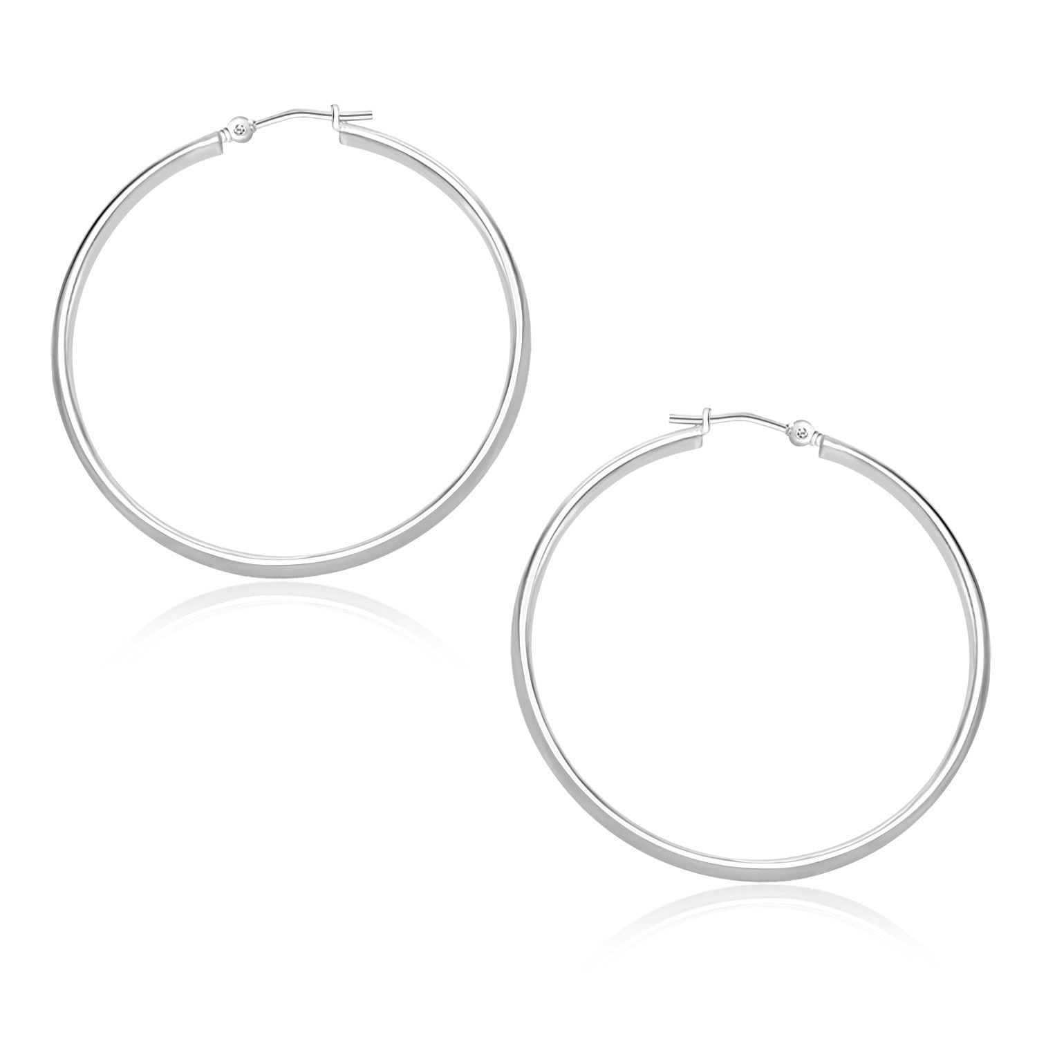 MayaMila 10k White Gold Polished Hoop Earrings (30mm)