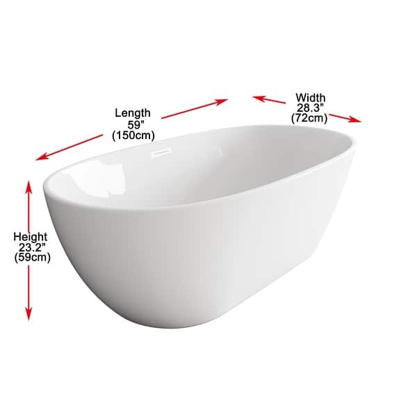 dimension image slide 9 of 16, Adler Soaking Bathtub in Glossy White