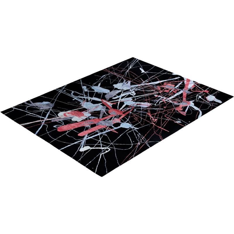 Modern One-of-a-Kind Hand-Knotted Area Rug, Black - 9' 2" x 12' 2"