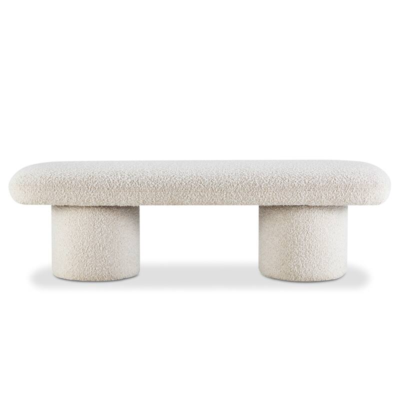 Poly & Bark Este Bench - Boucle Mid Century Modern - Crema White Boucle
