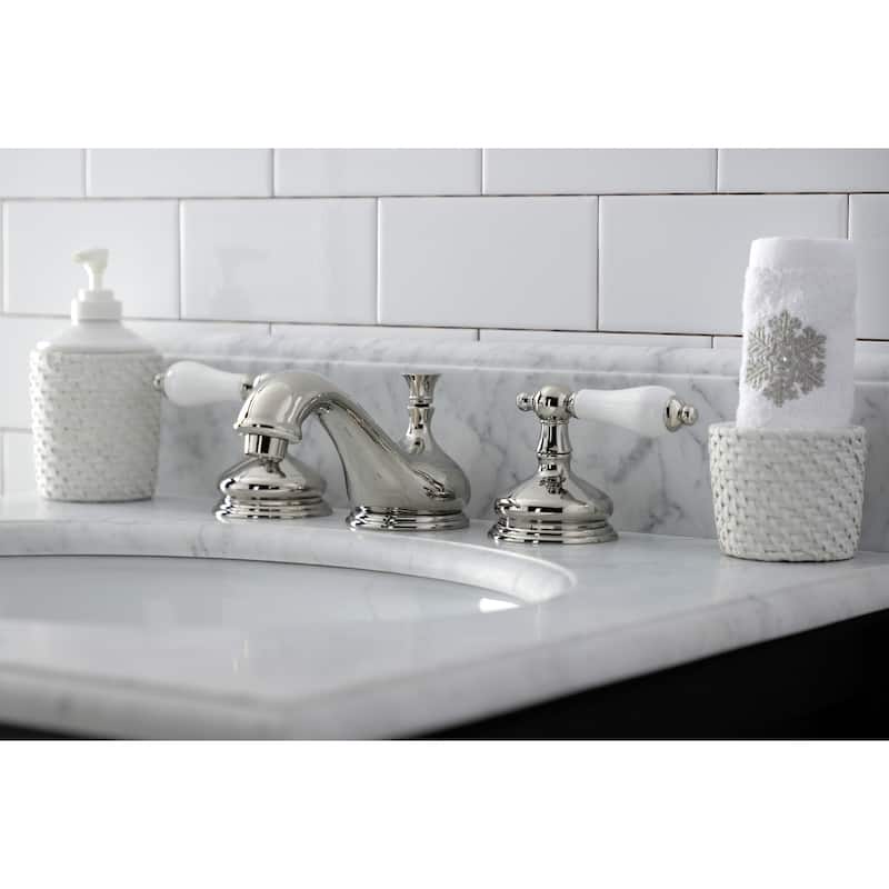 Heritage Deck Mount Widespread Bathroom Faucet with Brass Pop-Up
