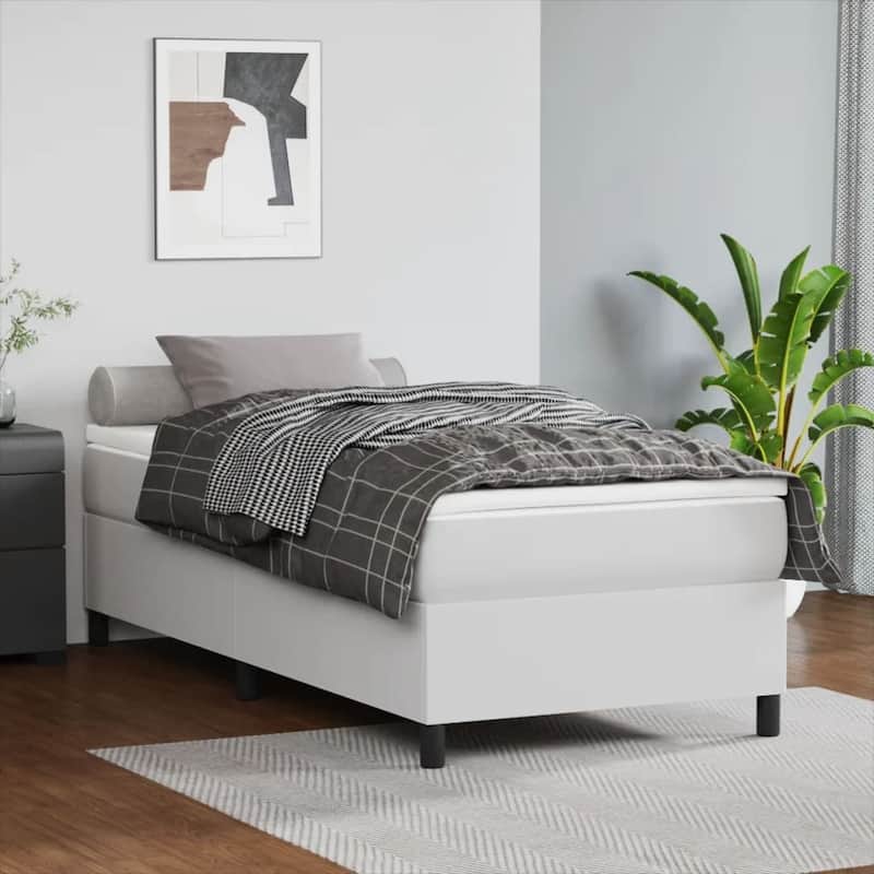 vidaXL Bed Frame Box Spring Bed Base with Mattress for Bedroom Faux Leather