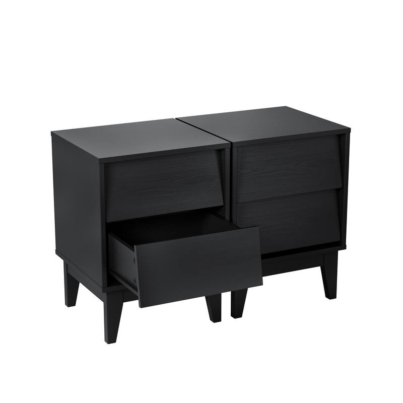 Set of 2 Side Table Storage Cabinet, Nightstand Accent Cabinet