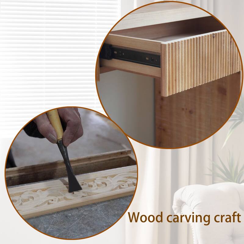 51.8" Wood Console Table with Ribbed Drawer Front & Versatile Storage