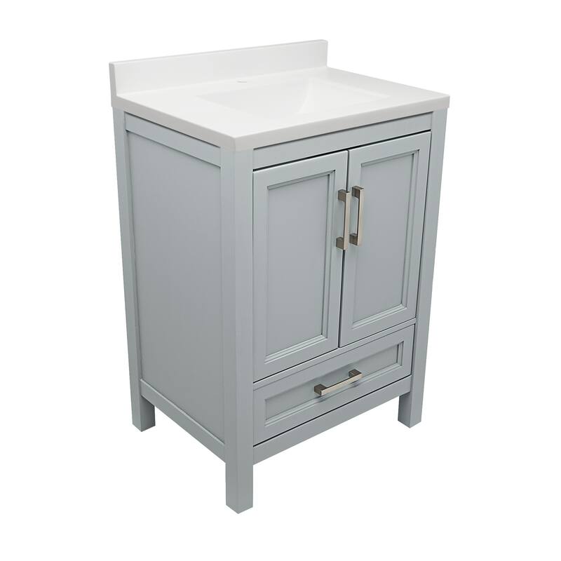 Nevado 25 in. W x 19 in. D x 36 in. H Bath Vanity in with White Cultured Marble Top Single Hole