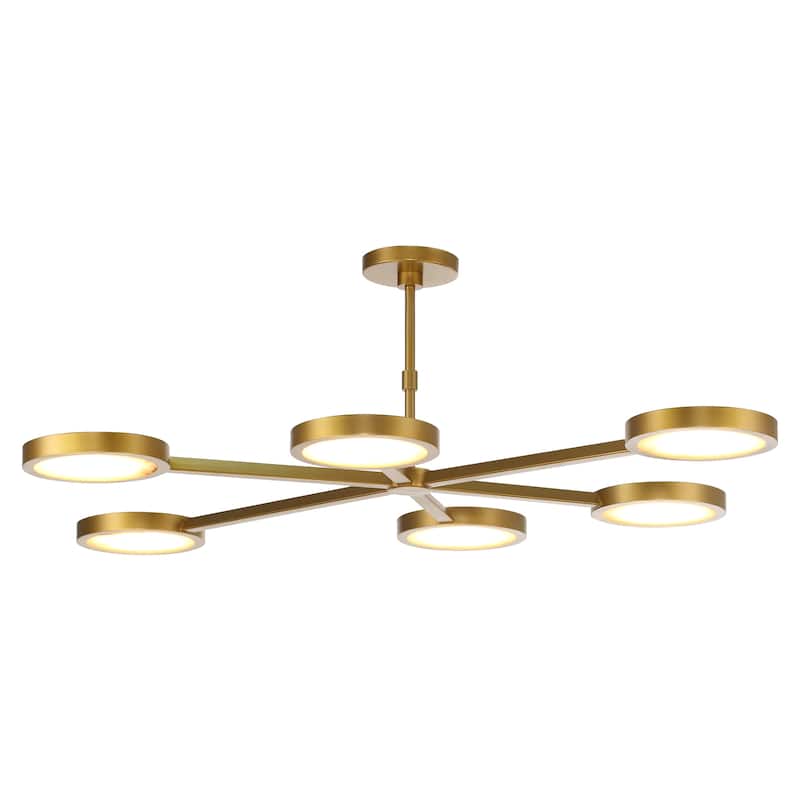Perimost 52" Modern Gold 6-Light Stone LED Chandelier