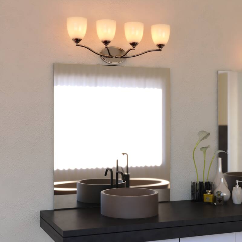 Bellwood Traditional Bathroom Vanity Wall Lighting Fixture, Glass Shade, Dimmable, LED Compatible, Over the Mirror Mount