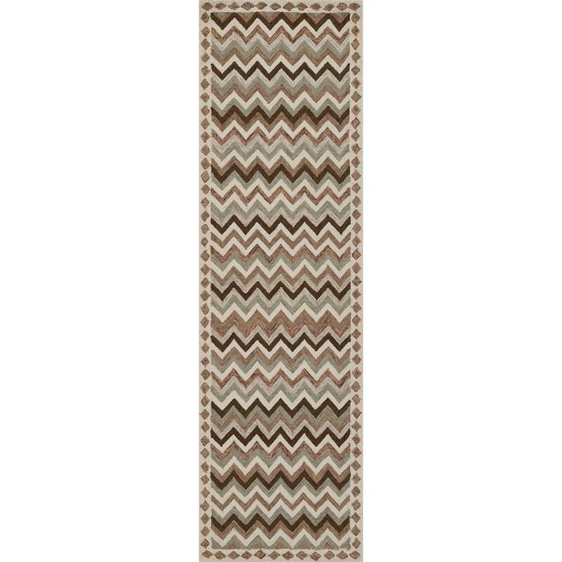 Erin Gates by Momeni Abbott Zigzag Stripe Hand Tufted Wool Area Rug - Neutral - Runner - 2'3" X 8' Runner