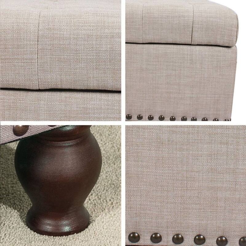 Rectangle Tufted Lift Top Storage Ottoman