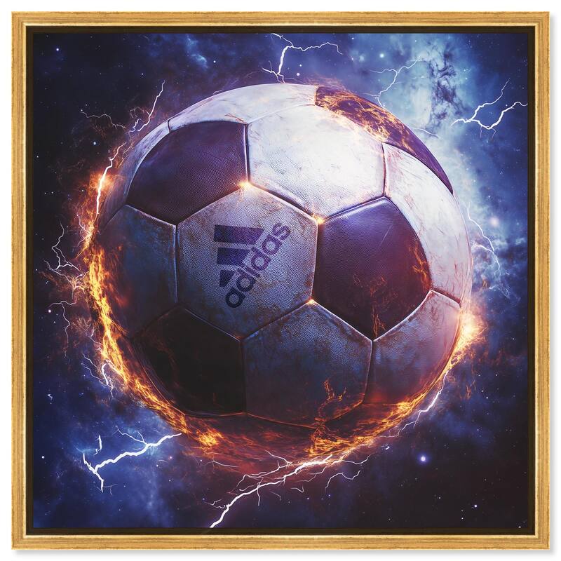 Electrify Soccer Ball Canvas by Art Remedy - Gold - 24" x 24"