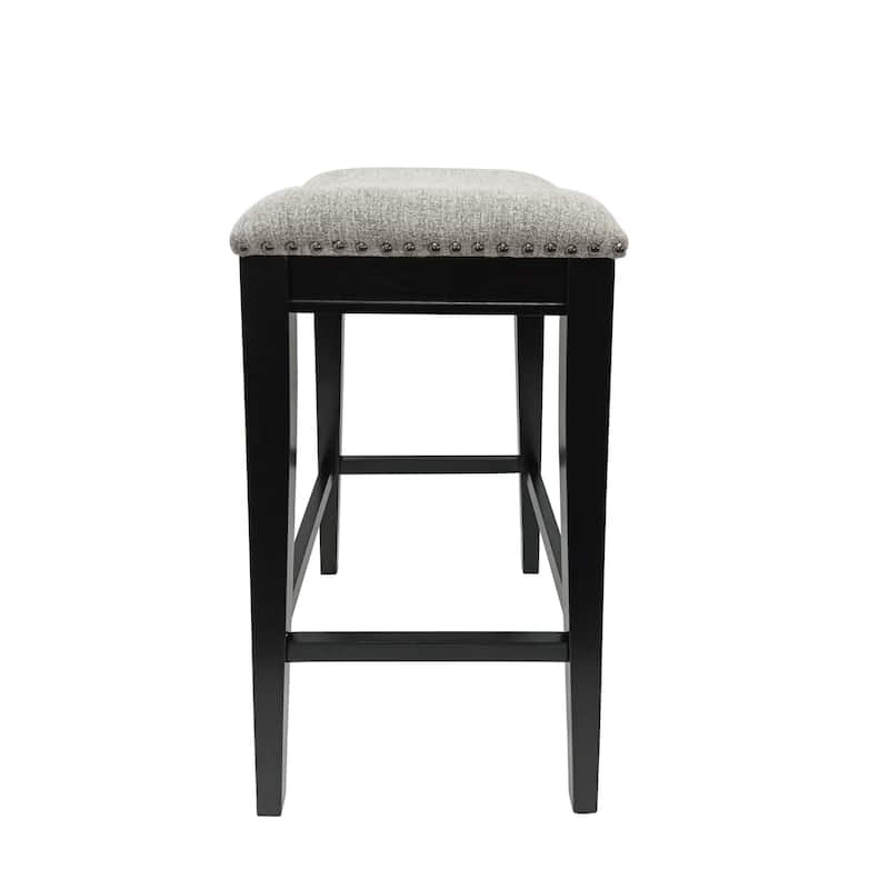 Upholstered Saddle Barstools - 30" - Set of 2 - Black and Gray