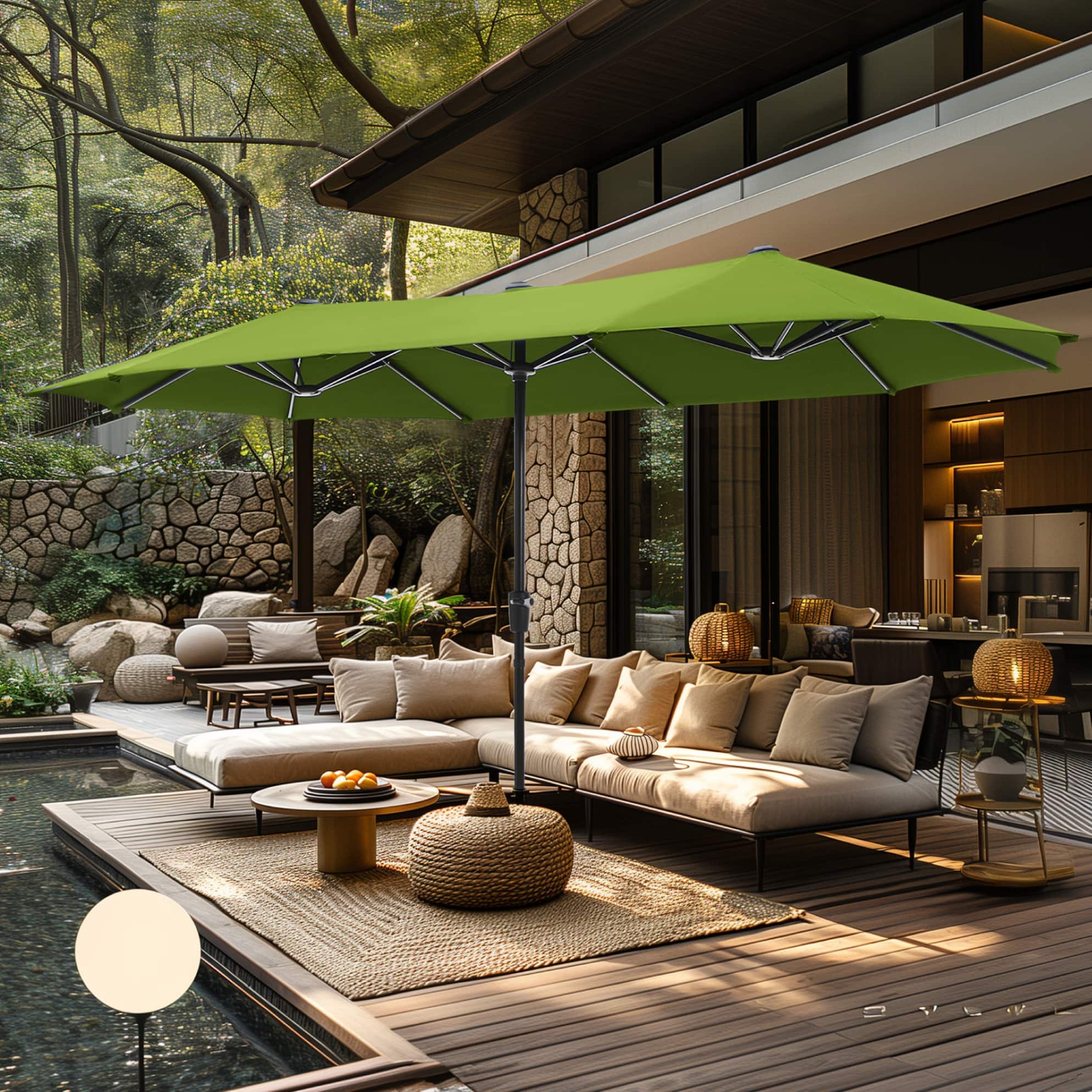 large movable patio umbrella Cantilever resistant and water PHI VILLA 15ft Large Outdoor