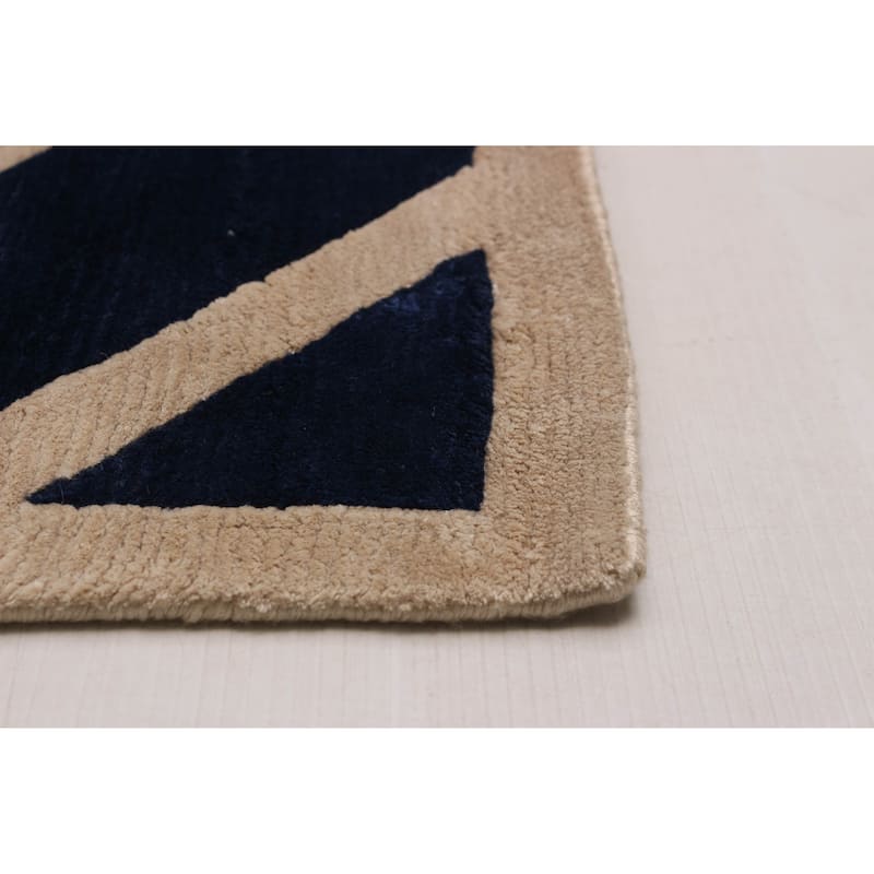ECARPETGALLERY Hand-knotted Opulence Dark Navy Silk Rug - 8'0 x 9'9
