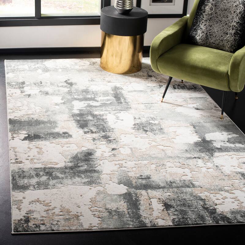 SAFAVIEH Vogue Lina Modern & Contemporary Abstract Beige/Charcoal Rug - 3' x 5' - Beige/Charcoal
