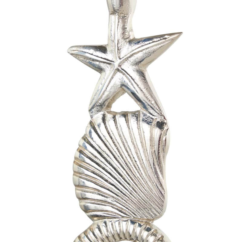 Gold or Silver Aluminum Metal Shell Candle Holder with Black Marble Bases (Set of 2)