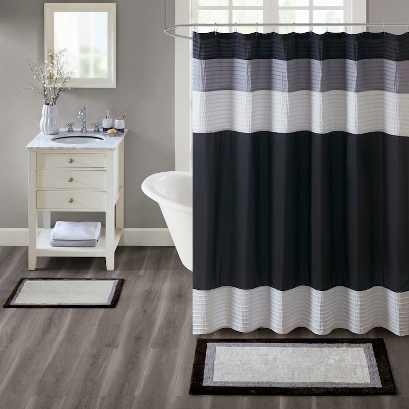 Madison Park Infinity Black Cotton Bath Rug