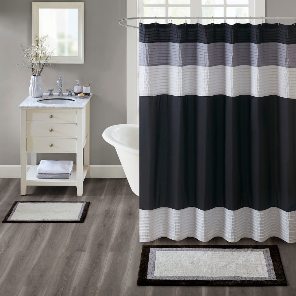 Madison Park Infinity Black Cotton Bath Rug