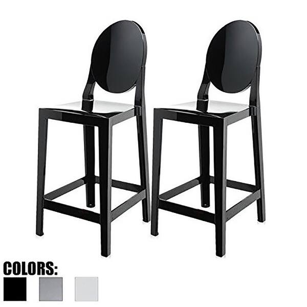Set Of 2 Black Modern 25 Seat Bar Stool Counter Height With Back Plastic Chairs Home Restaurant Kitchen Overstock 21948116