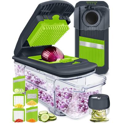 6-in-1 Vegetable Chopper, Mandoline Slicer & Cheese Grater - Multi Blade French Fry Cutter & Veggie Dicer