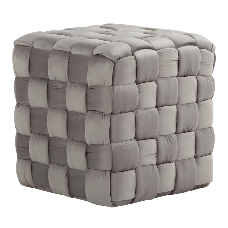 Silver Orchid Camilla Braided Square 16" Ottoman