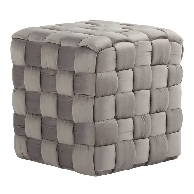 Square Braided 16" Ottoman in Blush Velvet by LumiSource