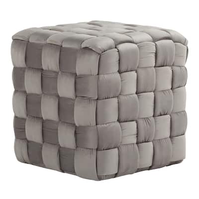 Square Braided 16" Ottoman in Blush Velvet by LumiSource