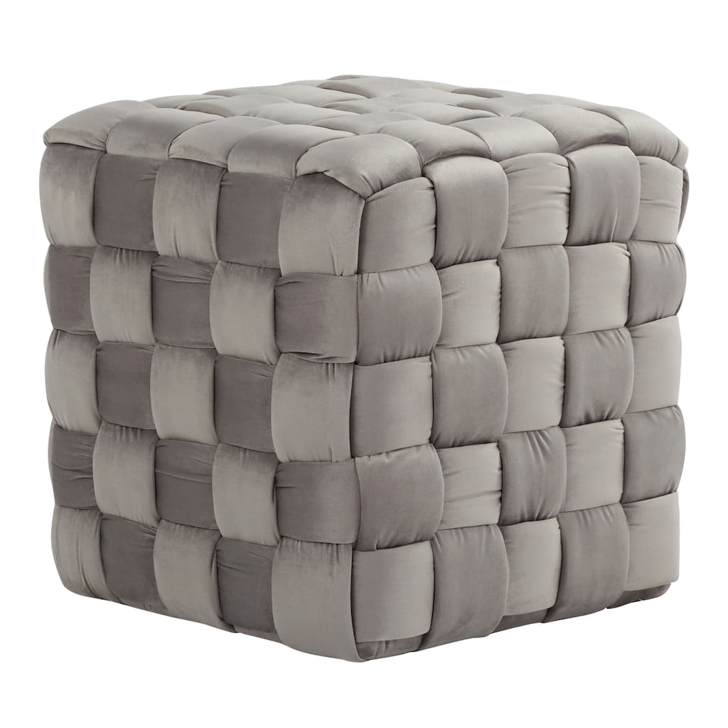 Square Braided 16" Ottoman in Blush Velvet by LumiSource