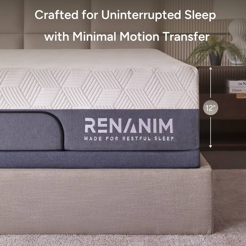Renanim Hybrid Foam Mattress-in-a-Box, Cooler Sleep, Breathable, Supportive, Pressure Relief