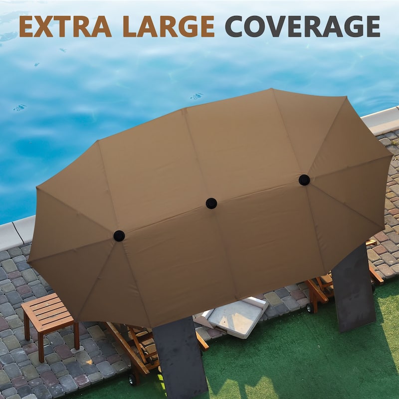 Ainfox 13Ft Large Outdoor Patio Umbrella with Crank With Base