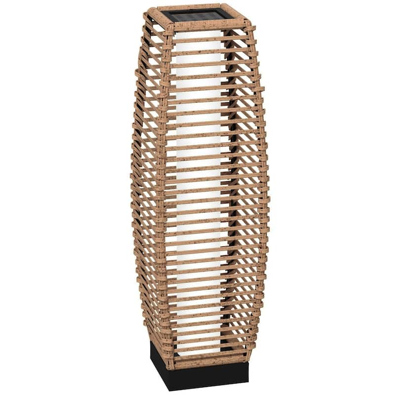 Outdoor Rattan Garden Lantern Pathway Light Decorative Driveway Lighting - Brown