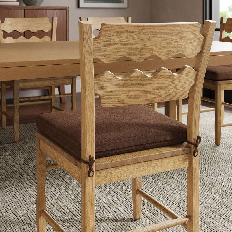 Jax Oak Wood Dining Chair With Wavy Razor Back and Cushion