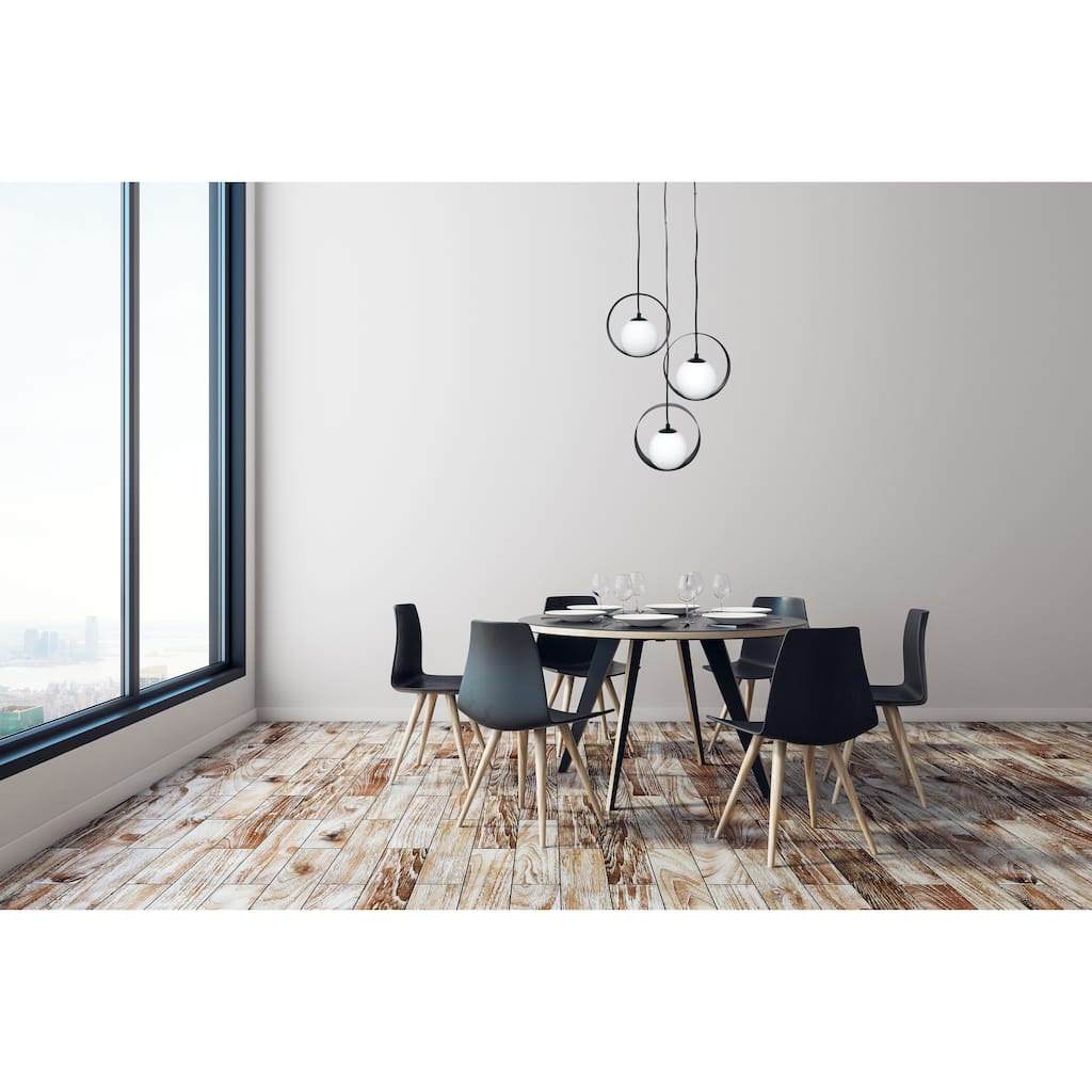 Eglo Camargo 3-Light Black Pendant with White Glass